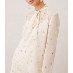 Keepsake Rich Love Long Sleeve Cream Floral Top XS